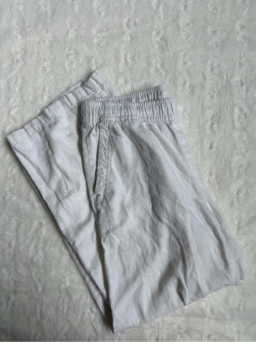 Old Navy White Elastic-Waist Casual Wide Leg Pants